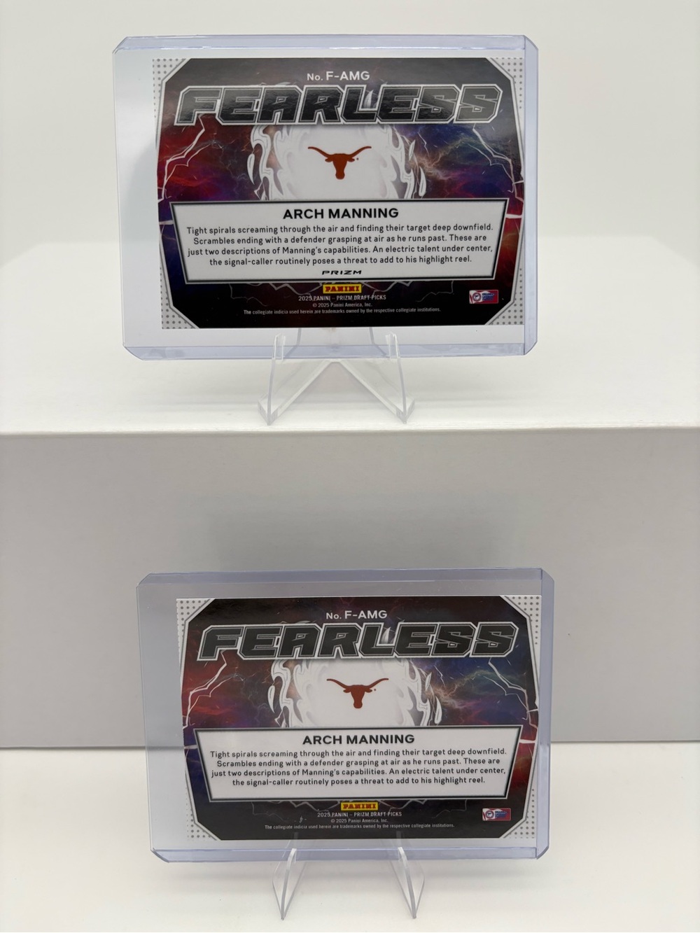 2025 Panini Prizm Draft Picks Arch Manning Fearless Rookies Red Ice 2 Card Lot - Picture 2 of 2